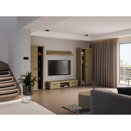 Meblościanka 300 cm Ramon dąb olejowany zestaw mebli do salonu